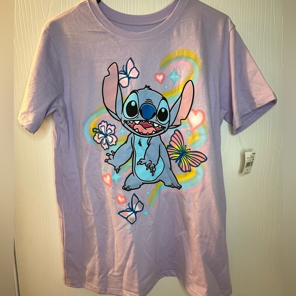 NWT Disney’s Stitch purple short sleeve casual shirt women’s medium, very‎ soft! - Picture 1 of 7